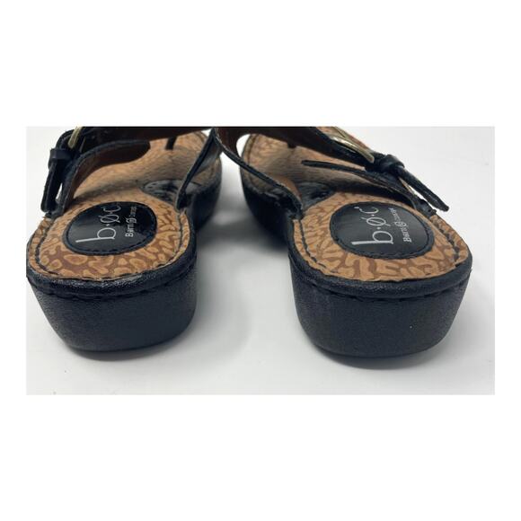 B.O.C. 7 Sandals Wedges Women Shoe Black Flip Flop Comfort Classic Bronze Hook - Picture 6 of 8